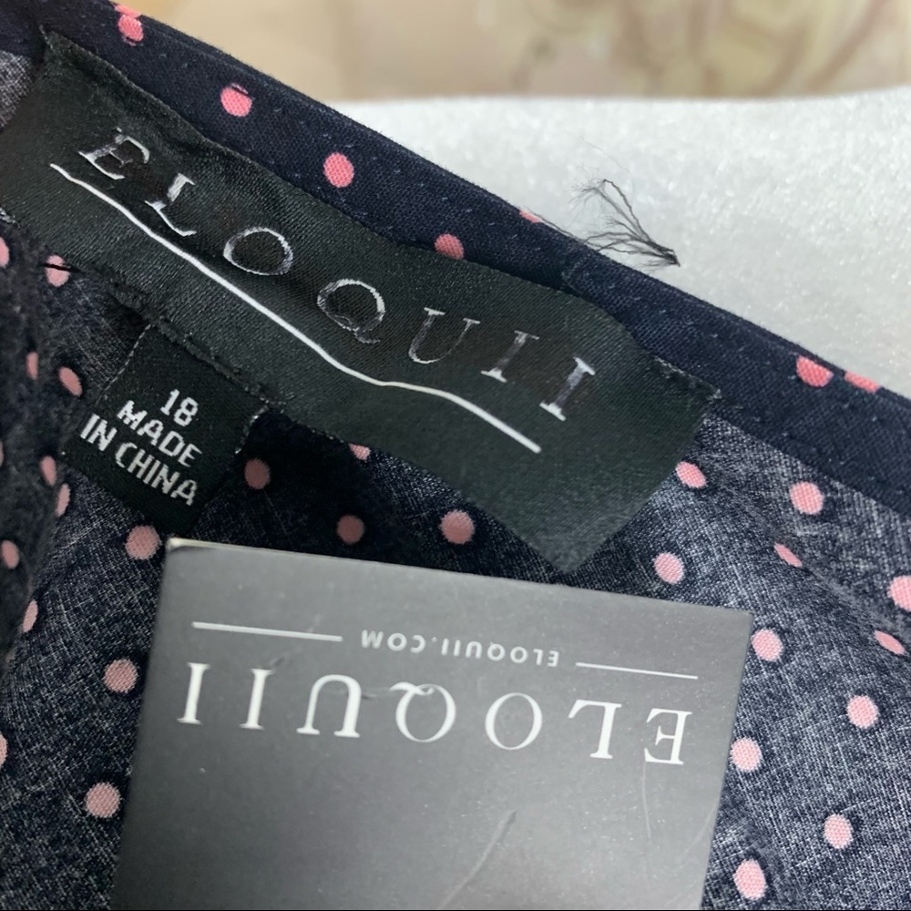 NEW Eloquii Tie Front Polka Dot Blouse - Picture 10 of 11